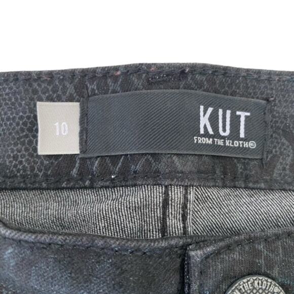 Kut From the Kloth Mia Ankle Toothpick Skinny Black Snakeskin Jeans - Size 10 - Picture 5 of 7